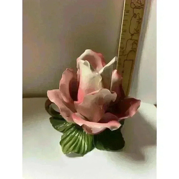Vintage Italian Capodimonte Porcelain Pink Rose - Picture 3 of 8